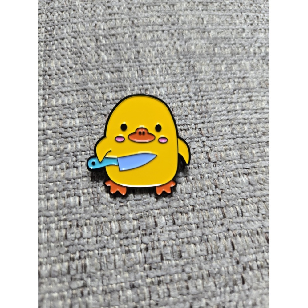Cute Yellow Duck Chick With Knife Enamel Pin Badge Animal Brooch Yellow Oz New